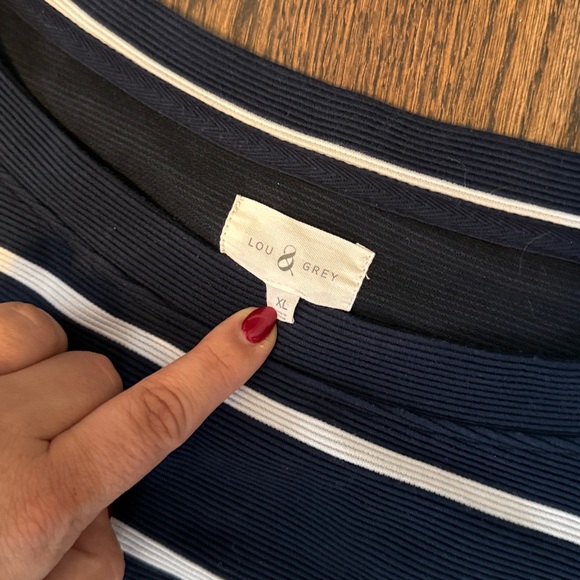 Navy and White Striped Long Sleeve sweater - Picture 5 of 5